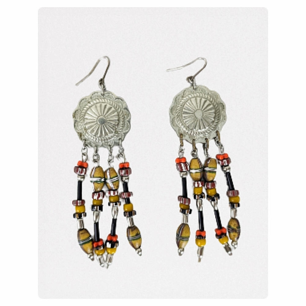 vintage 80's southwest beaded earrings